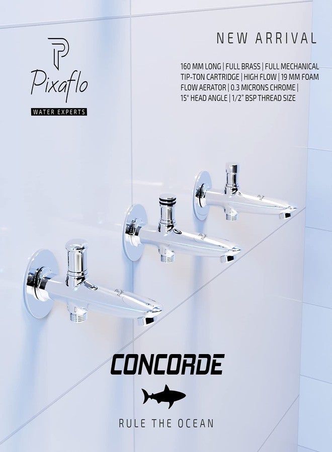 Pixaflo Concorde Brass Bath Tub Diverter Spout with Wall Flange (Tip-Ton) (Chrome) - Image 4